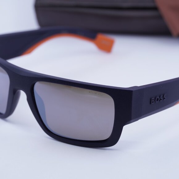 Hugo BOSS 1498/S 0LOX ZV Rectangle Sunglasses - Matte Blue/Silver - Picture 2 of 10